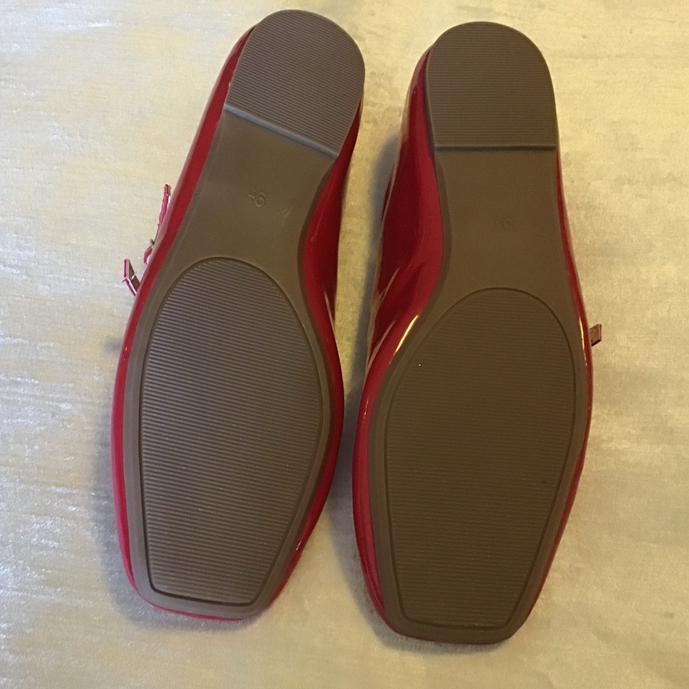 Red Patent Triple-Strap Mary Jane Flats - Women - Picture 5 of 8